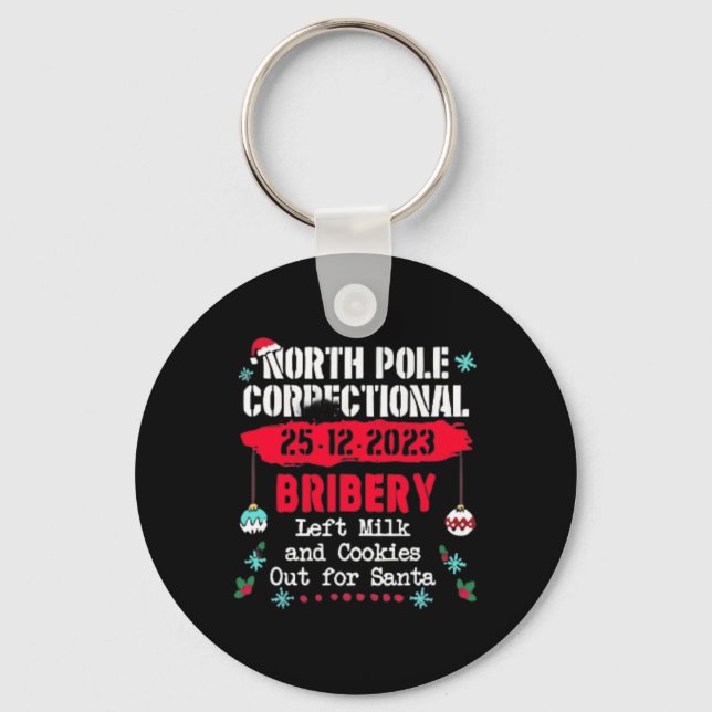 North pole correctional christmas pyjamas fun  keychain (Front)