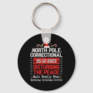 North Pole Correctional Disturbing Peace Family Ch Keychain