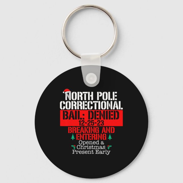 North Pole Correctional Opened Xmas Presents Match Keychain (Front)