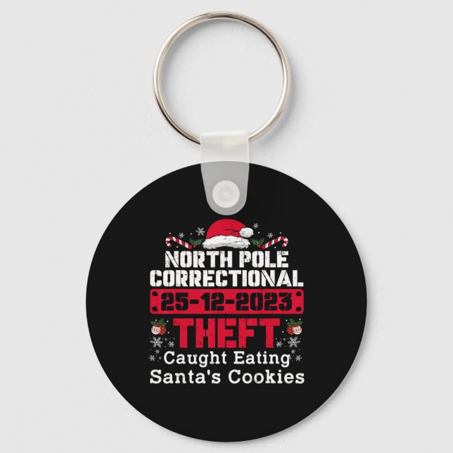 North Pole Correctional Theft Caught Eating Santa' Keychain (Front)