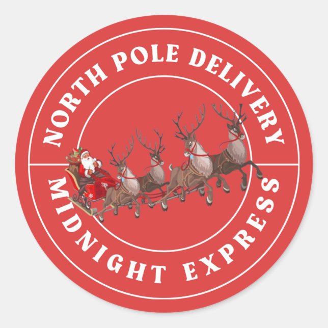 North Pole Delivery Express Stickers with Reindeer (Front)