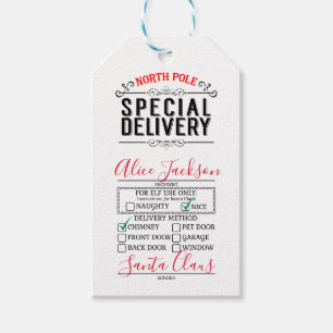 North Pole Delivery Tags Santa's nice list secret