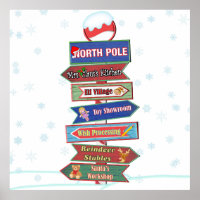 North Pole Directional Sign