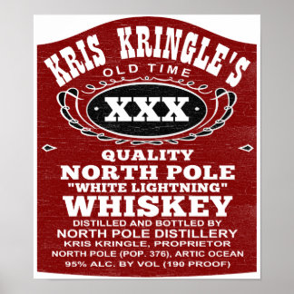 North Pole Distillery Funny Christmas Poster