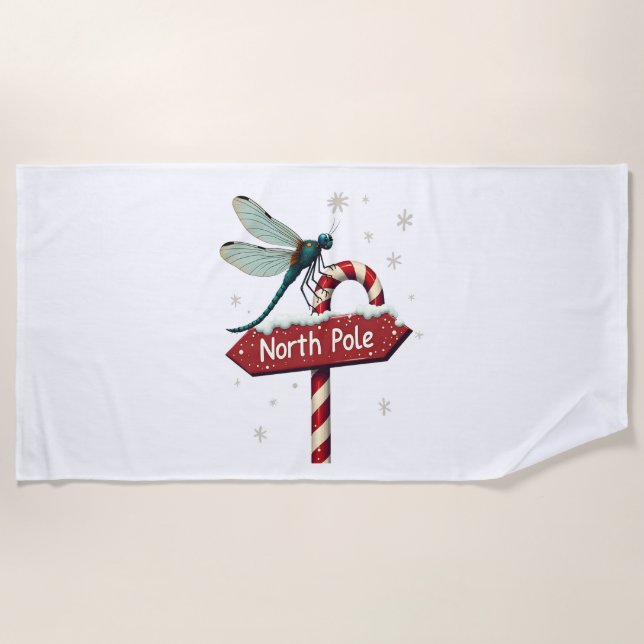 North Pole Dragonfly Beach Towel (Front)
