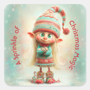 North Pole Elf Celebration   Christmas Magic Square Sticker