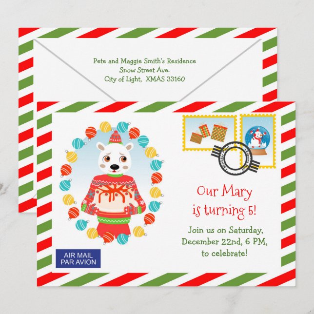 North Pole Express Cake Delivery Birthday Party    Invitation (Front/Back)