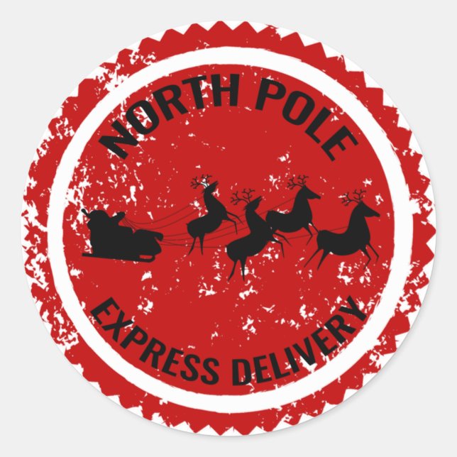 North Pole Express Delivery Classic Round Sticker (Front)