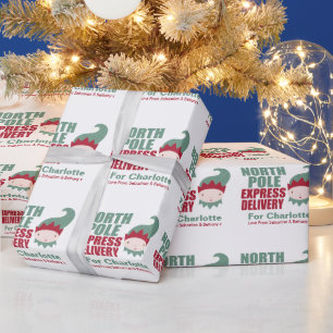 North Pole Express Delivery Personalized Elf Wrapping Paper