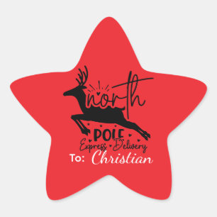 North Pole Express Delivery Personalized Star Sticker
