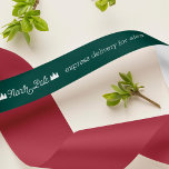 North Pole Express Delivery w/ Name | Christmas Satin Ribbon<br><div class="desc">Make your little's Christmas presents extra special this year! Personalize this hunter green and white satin ribbon with their name and use it to finish all their special deliveries from Santa. Design features "North Pole Express Delivery for [name]" in retro style white lettering.</div>