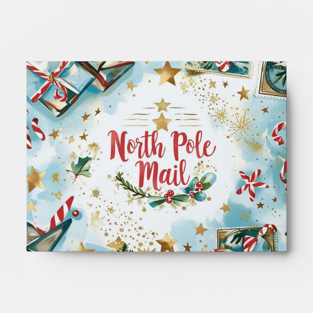 North Pole Express Envelope for Boys | Blue & Gold (Front)