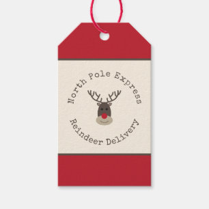 North Pole Express Reindeer Rudolph Gift Tag 