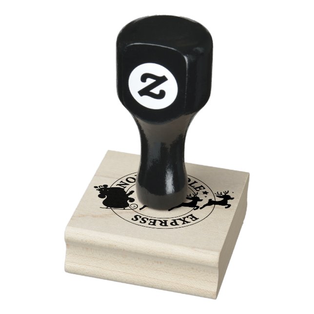 North Pole Express Santa & Reindeer Rubber Stamp (Stamp)