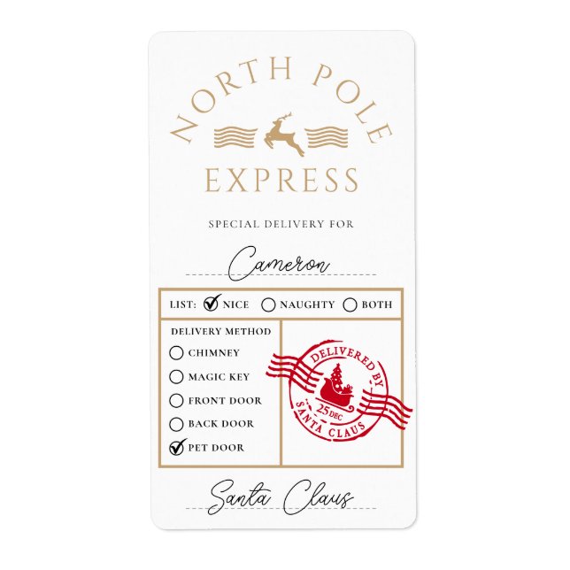 North Pole Express Special Delivery Gift Sticker (Front)