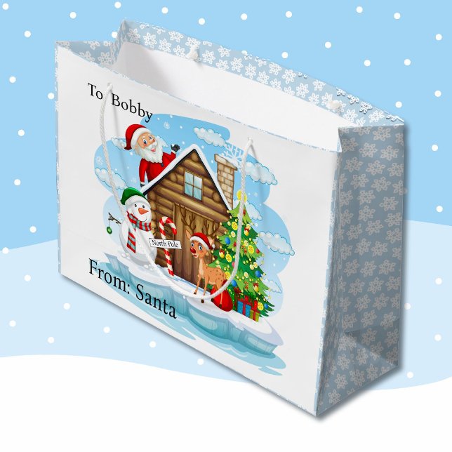 North Pole From Santa Add Child's Name Large Gift Bag (Creator Uploaded)