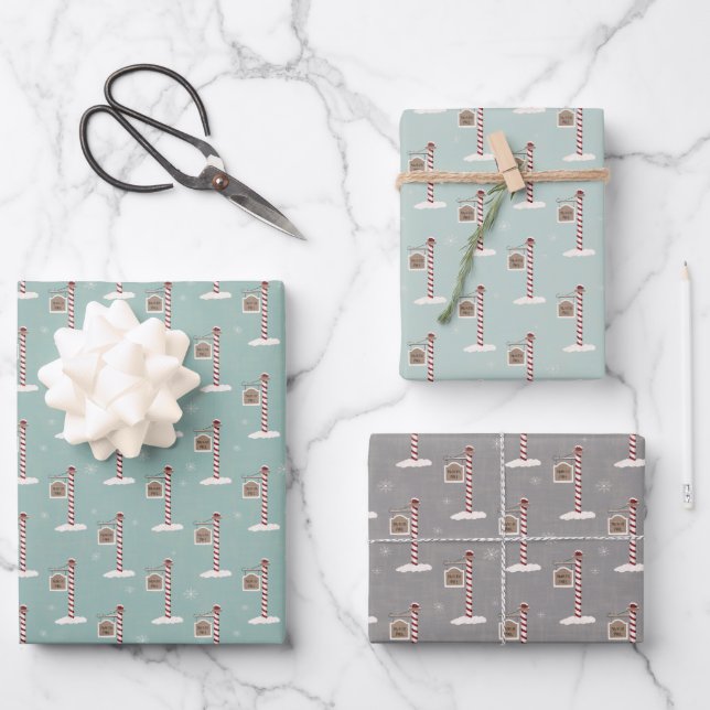 North Pole Gift Wrap - set of 3 (Front)