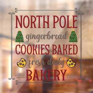 North Pole gingerbread bakery Christmas business Window Cling