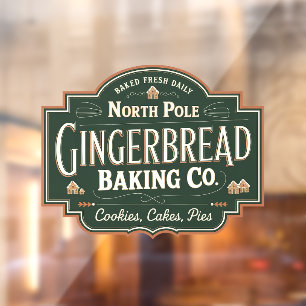 North Pole Gingerbread baking company vintage Window Cling