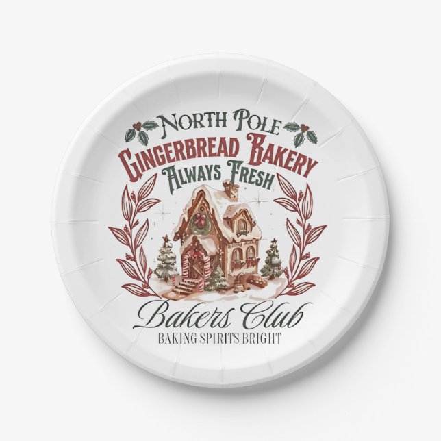 North Pole Gingerbread Barely Always fresh bakers  Paper Plate (Front)