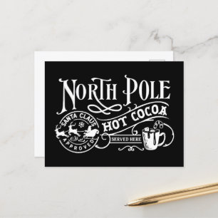 North Pole hot cocoa Christmas Holiday Postcard
