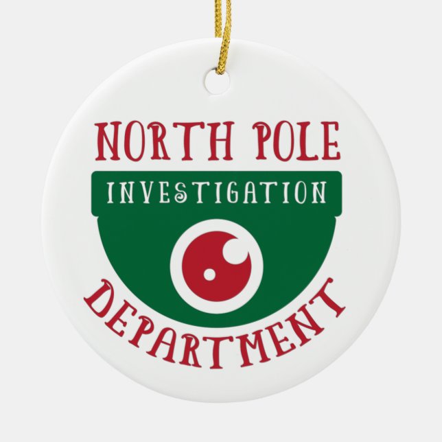North Pole Investigation Department Christmas Ceramic Ornament (Front)
