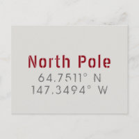 North Pole Longitude Latitude Postcard