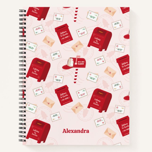 North Pole Mail Christmas Pattern Personalized Notebook (Front)