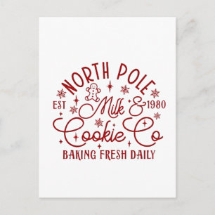 North Pole Milk and Cookie Baked Fresh Daily Since Invitation Postcard