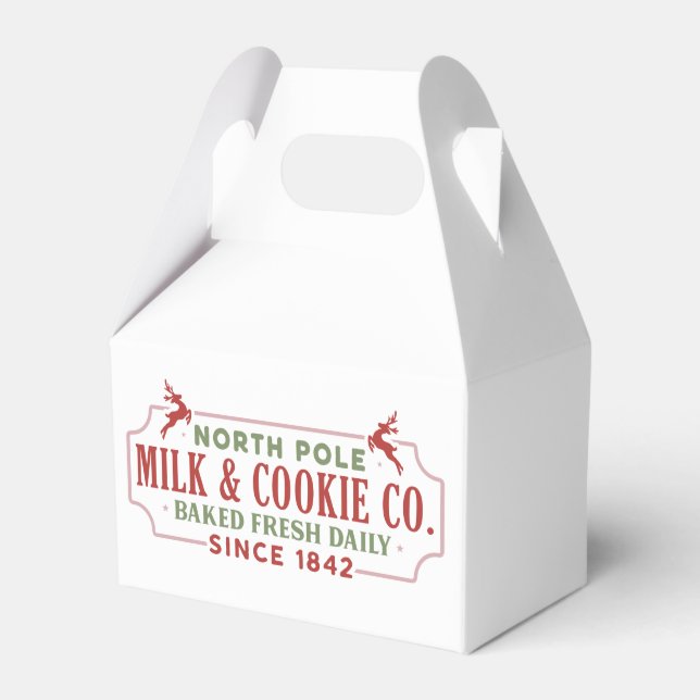 North Pole Milk Cookie Christmas Holiday  Favor Box (Front Side)