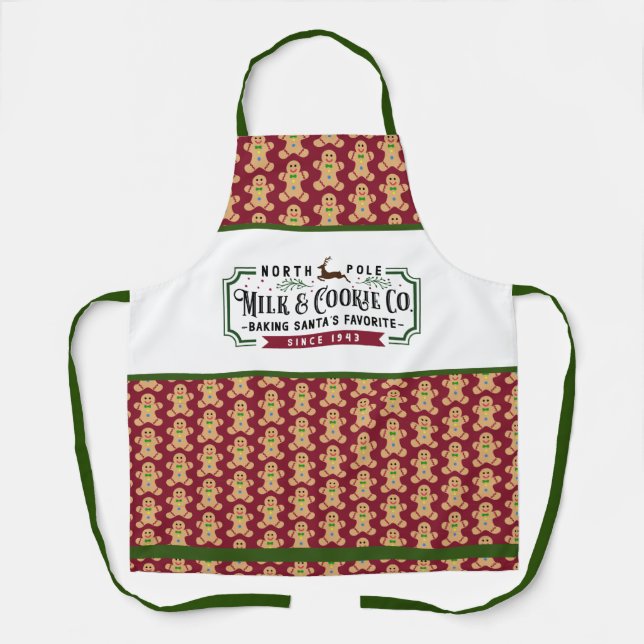 North Pole Milk & Cookie Co. | Gingerbread Cookies Apron (Front)