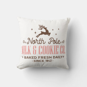 North Pole Milk & Cookie Co Throw Pillow
