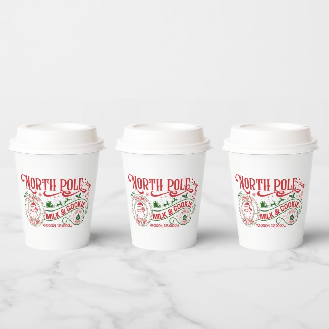 North Pole Milk cookie company Christmas  Paper Cups (Multi)