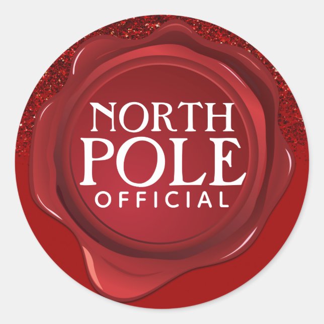 North Pole Official Wax Seal Red Glitter Christmas (Front)