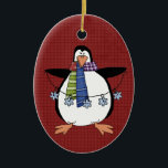 North Pole Penguin Ceramic Christmas Ornament<br><div class="desc">Text can be added to this ornament to make a personalized holiday gift. If you need help, just click on the contact link below to send the designer a personal detailed message.</div>