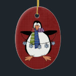 North Pole Penguin Ceramic Christmas Ornament<br><div class="desc">Text can be added to this ornament to make a personalized holiday gift. If you need help, just click on the contact link below to send the designer a personal detailed message.</div>