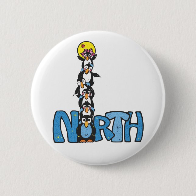 North Pole Penguin Style 2 Inch Round Button (Front)