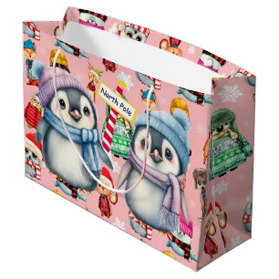North Pole Penguins Large Gift Bag