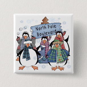 North Pole Penguins Tshirts and gifts 2 Inch Square Button