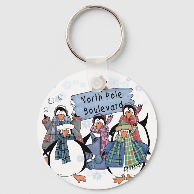 North Pole Penguins Tshirts and gifts Keychain (Front)