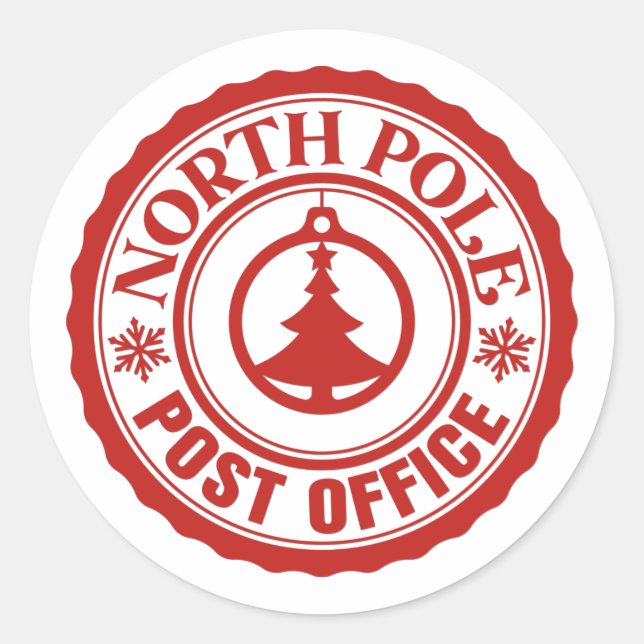 North Pole Post Office Classic Round Sticker (Front)