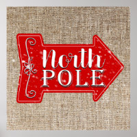 North Pole Red Arrow Rustic Christmas Holiday