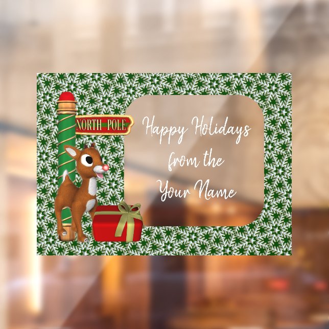 North Pole Reindeer Christmas Holiday Personalized Window Cling (Sheet 2)
