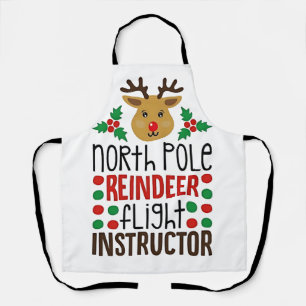 North Pole Reindeer Flight Instructor Christmas  Apron