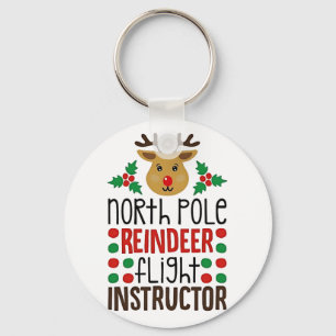 North Pole Reindeer Flight Instructor Christmas Keychain