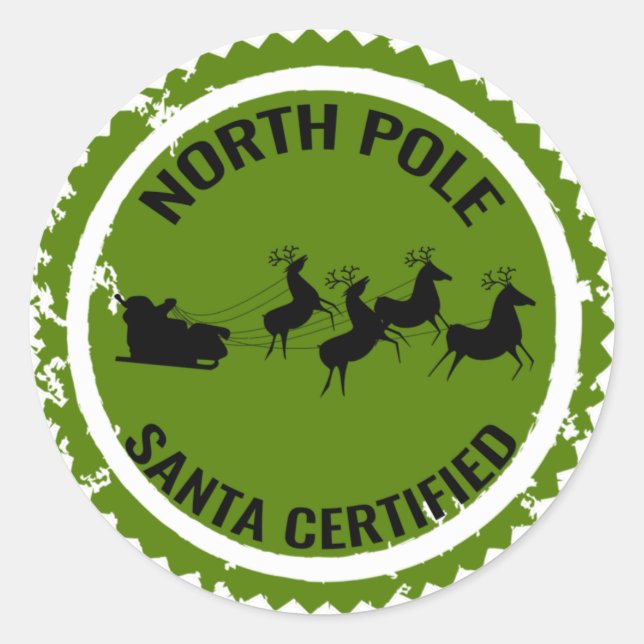 North Pole Santa Certified Classic Round Sticker (Front)