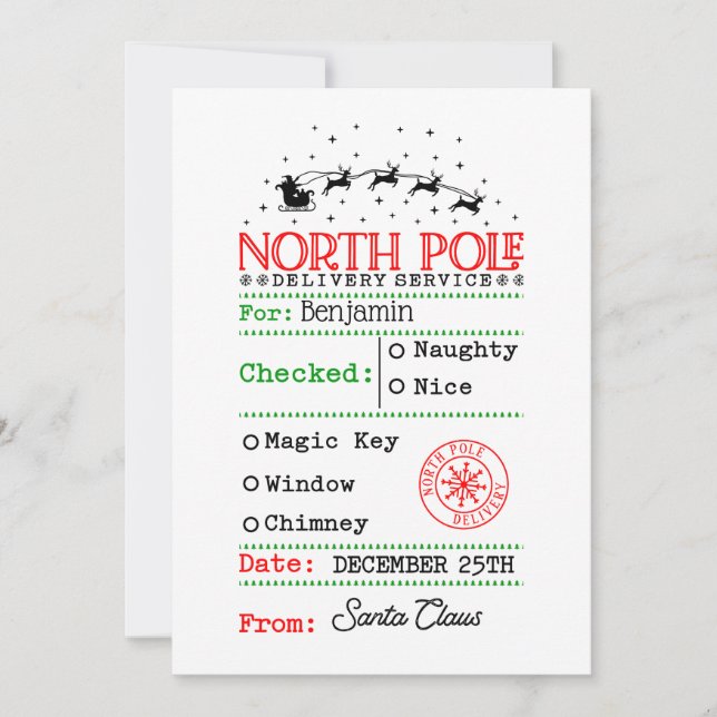 North Pole Santa Christmas Personalized  Holiday Card (Front)