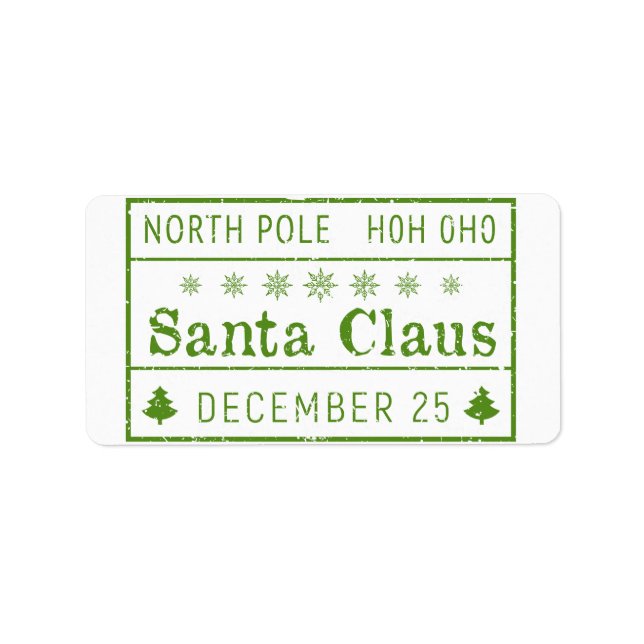 north pole santa claus stamp label (Front)