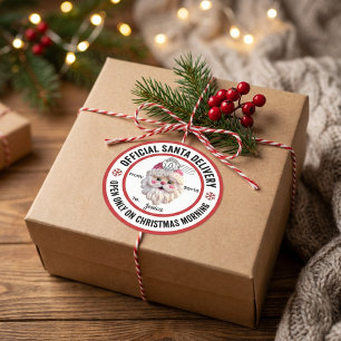North Pole Santa Delivery Personalized Christmas Classic Round Sticker