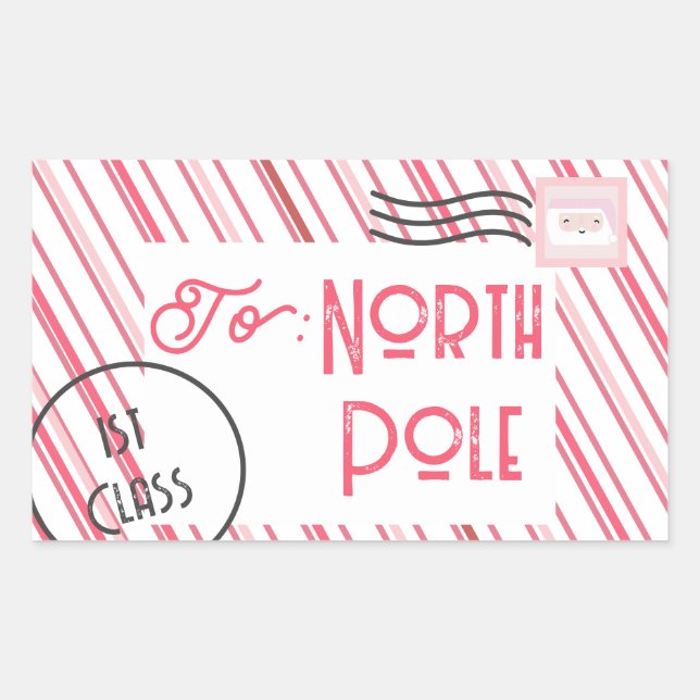 North Pole Santa Letter Kids Christmas Sticker (Front)